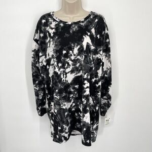 Jenni NWT Womens Long Sleeve Round Neck Sleep Shirt Size XL White Dynamic Tiedye